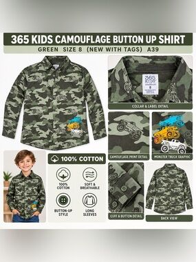 WONDER NATION PLAID BUTTON-UP SHIRT - BROWN/YELLOW SIZE 6-7 (NEW WITH TAGS) A39